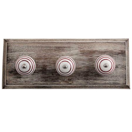 White Dark Pink Strip Wooden Hooks